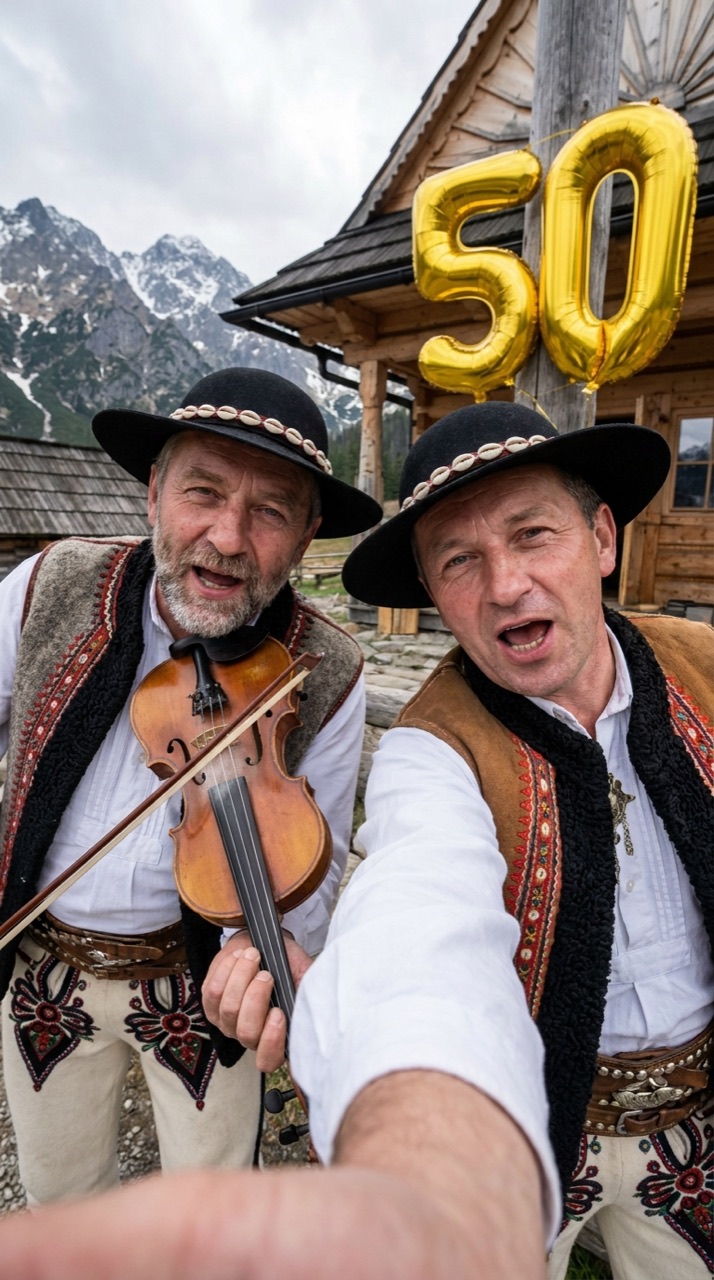 Górale — kadr z filmu z życzeniami