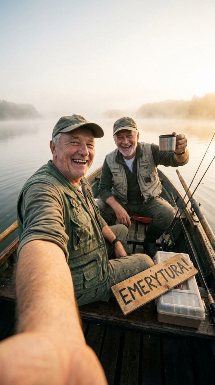 Wędkarze — kadr z filmu z życzeniami